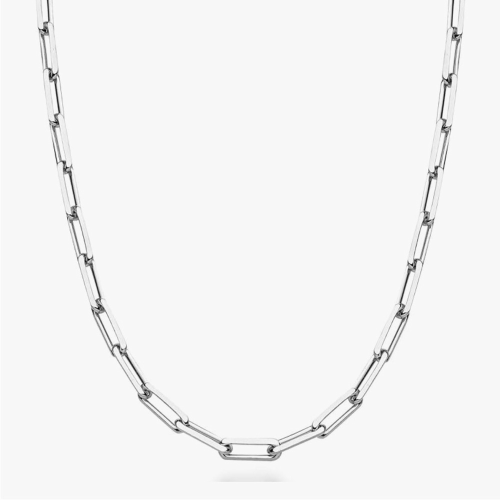 Italian Solid 925 Sterling Silver 3mm Paperclip Link Chain Minimalist Necklace